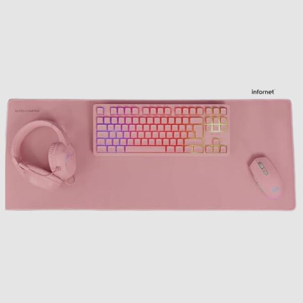 Kit Combo Mars Gaming MCPRGB3/ Teclado Fixed/ Ratón Flow/ Alfombrilla XXL/ Auriculares - RGB - rosa