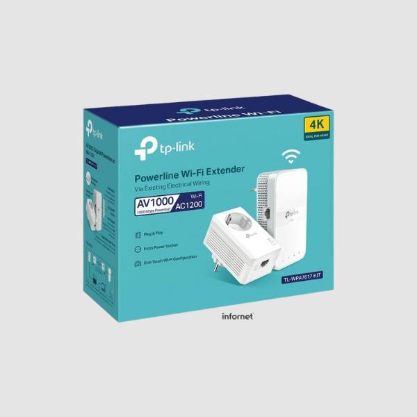 Adaptador Powerline TP-Link TL-WPA7617 KIT 1000Mbps/ Alcance 300m/ Pack de 2