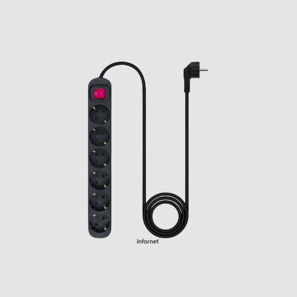 REGLETA PROTECTORA 6 TOMAS NEGRO NANOCABLE