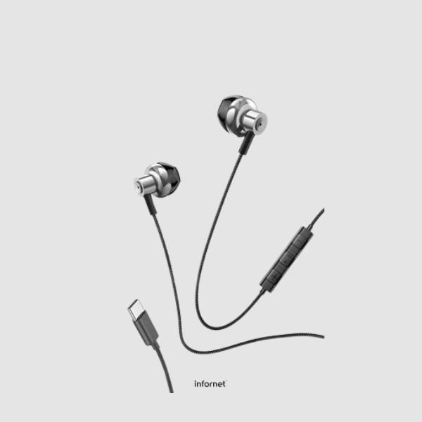 Auriculares Botón COOL Stereo Tipo-C Con Micro (Metal) Silver