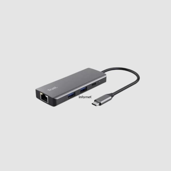 Docking USB Tipo-C Trust Dalyx/ 2xUSB/ 2xUSB Tipo-C/ 1xHDMI/ 1xRJ45/ Gris