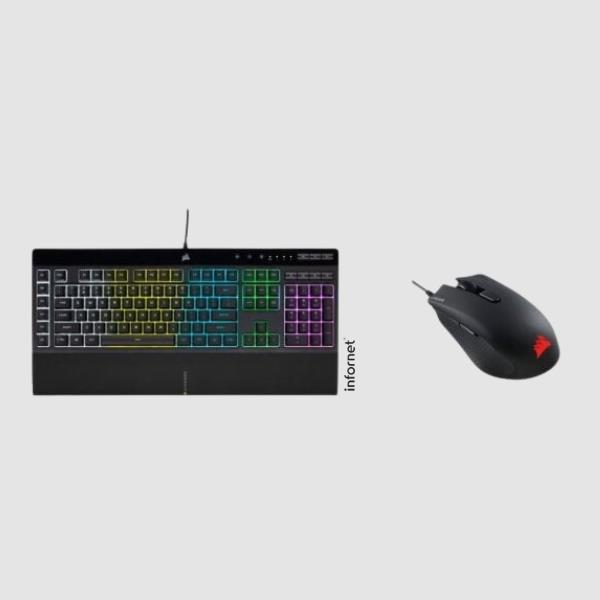 Corsair K55 RGB PRO Teclado Gaming Retroiluminado Negro + Harpoon RGB Pro Ratón Gaming 12000DPI